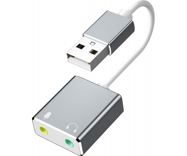 Carte son USB, Aluminium Adaptateur USB audio stéréo vers Jack 3,5mm