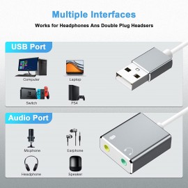 Carte Son Externe USB vers 3,5mm Jack Adaptateur Audio