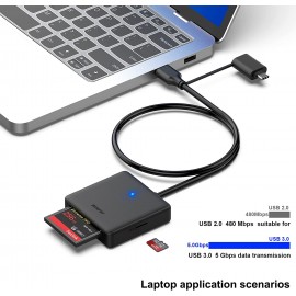 ® Adaptateur USB C male vers USB 2.0 + lecteur de carte SD