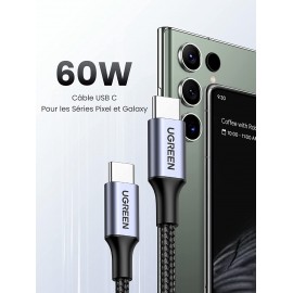Câble USB-C vers USB-C charge rapide 60W - 9,50€