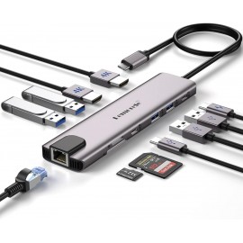 Adaptateur USB 4-en-1, type-c vers double HDMI, station d'accueil USB3.1  Séparateur