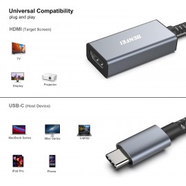 BENFEI ADAPTATEUR USB C vers HDMI 4K@60Hz, Thunderbolt 3/4 vers HDMI  Adaptate EUR 23,38 - PicClick FR
