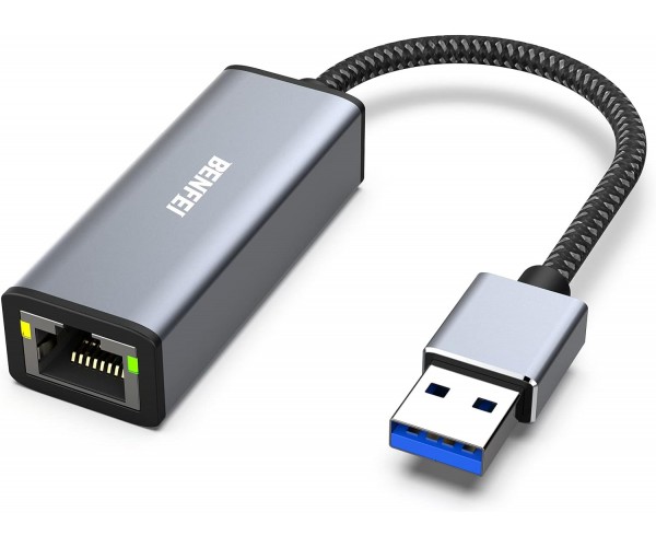 Adaptateur USB 3.0 type A vers RJ45 femelle compatible Windows et Mac