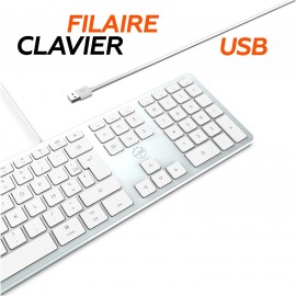MOBILITY LAB - Clavier Mac Filaire + 2 Hubs USB Intégré