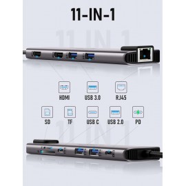 Hub USB C, ZESKRIS 7 en 1 Adaptateur USB C vers USB avec Ethernet,  Alimentation PD 100 W, Type C vers HDMI 4K, 2 Ports USB 3.0, Lecteur de  Carte