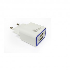 Chargeur secteur 2 USB 2.1A + 1A blanc-indicateur lumineux-compact fonction auto-search Heden